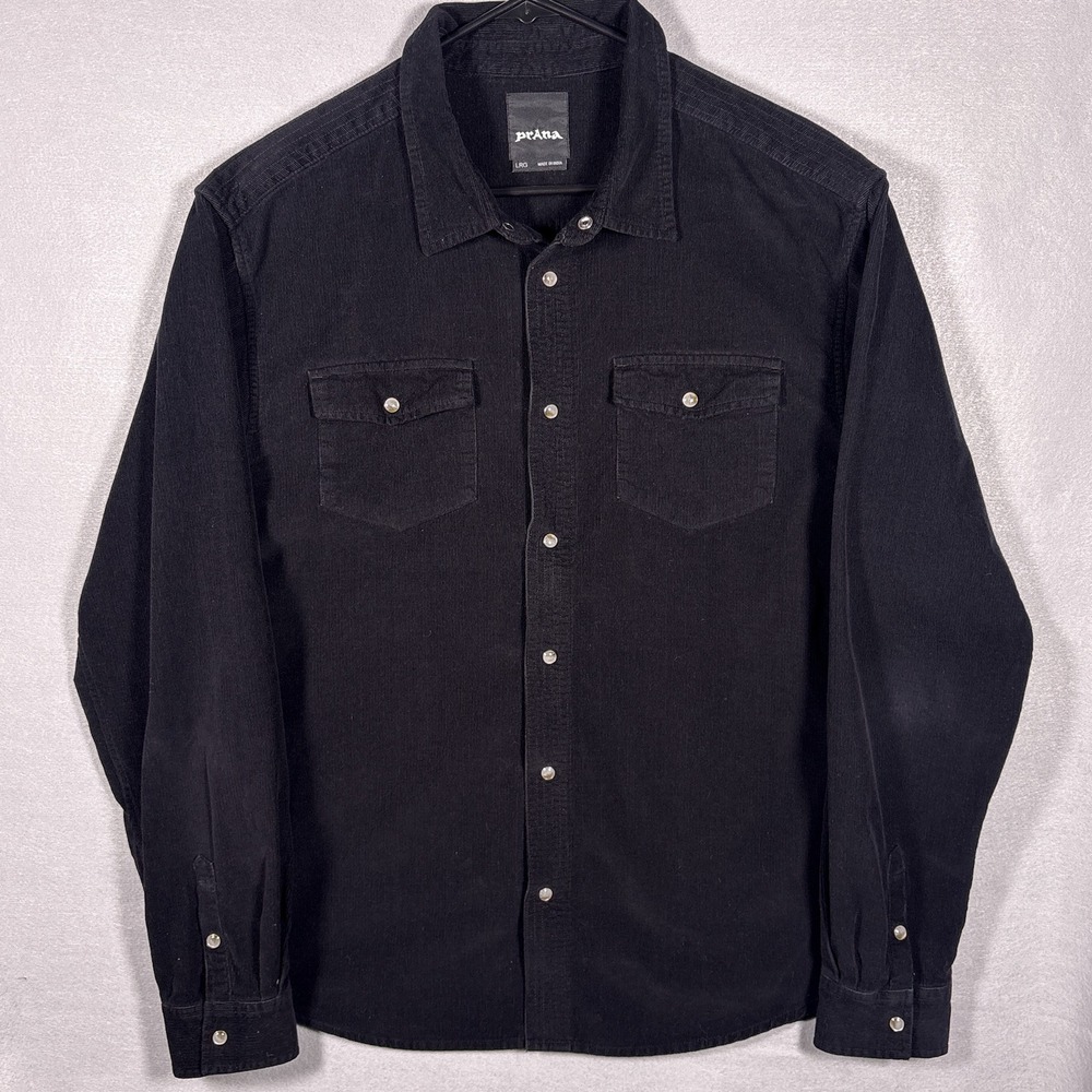 Prana Corduroy Pearl Snap Shirt Mens Large Western Button Down